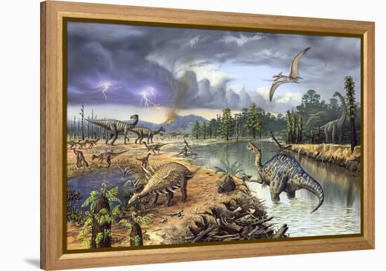 Early Cretaceous Life, Artwork-Richard Bizley-Framed Premier Image Canvas