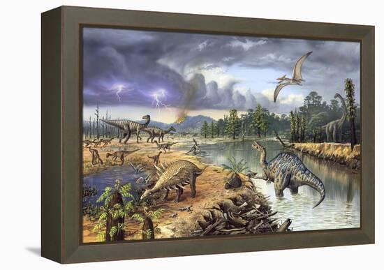 Early Cretaceous Life, Artwork-Richard Bizley-Framed Premier Image Canvas