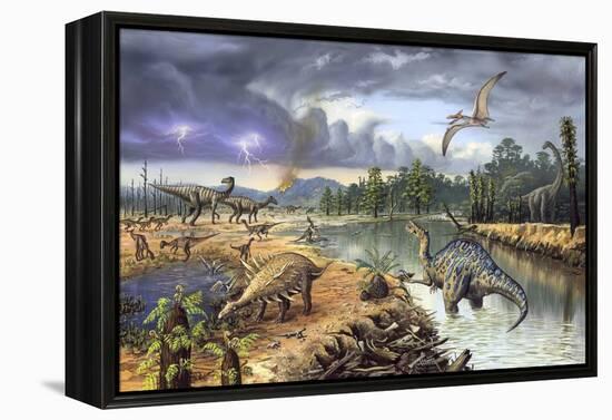 Early Cretaceous Life, Artwork-Richard Bizley-Framed Premier Image Canvas