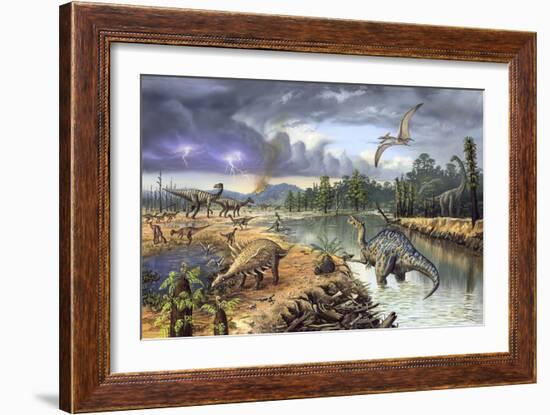 Early Cretaceous Life, Artwork-Richard Bizley-Framed Photographic Print