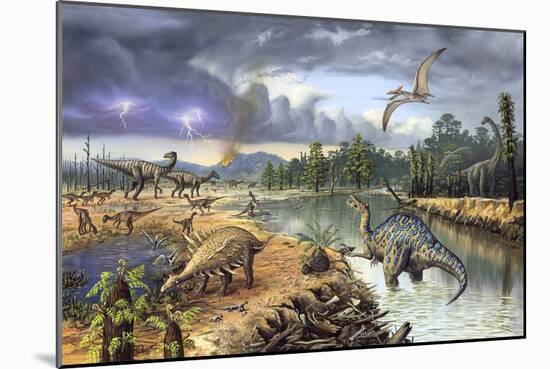 Early Cretaceous Life, Artwork-Richard Bizley-Mounted Photographic Print