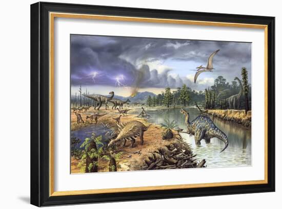 Early Cretaceous Life, Artwork-Richard Bizley-Framed Photographic Print