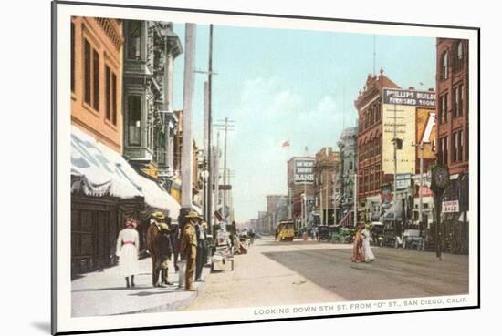 Early Downtown Street Scene, San Diego, California-null-Mounted Art Print