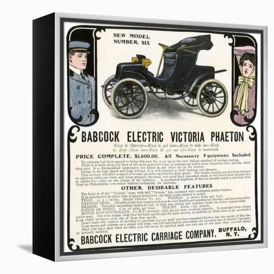 Early Electric Car Advertisement for the Babcock Electric Victoria Phaeton, c.1907-null-Framed Premier Image Canvas