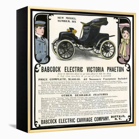 Early Electric Car Advertisement for the Babcock Electric Victoria Phaeton, c.1907-null-Framed Premier Image Canvas