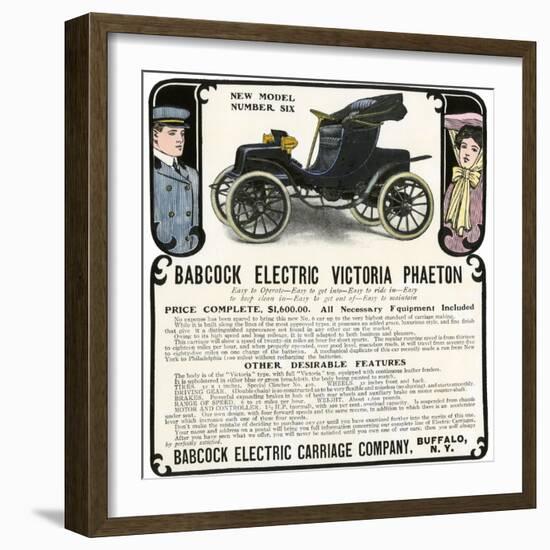 Early Electric Car Advertisement for the Babcock Electric Victoria Phaeton, c.1907-null-Framed Giclee Print