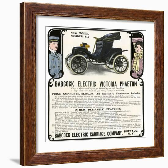 Early Electric Car Advertisement for the Babcock Electric Victoria Phaeton, c.1907-null-Framed Giclee Print