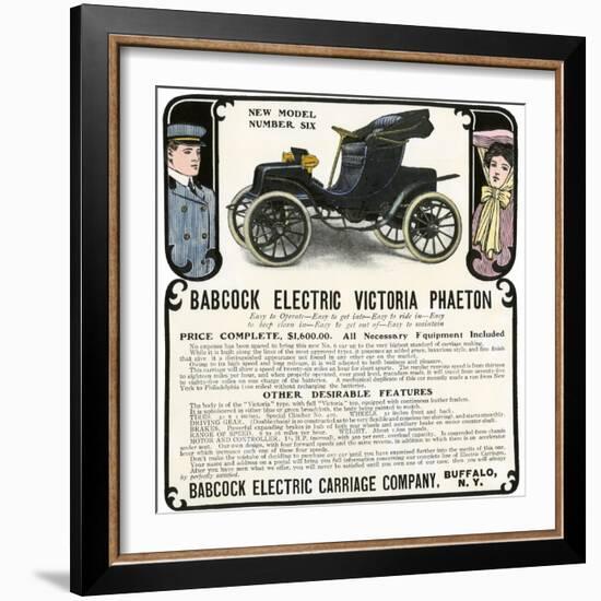 Early Electric Car Advertisement for the Babcock Electric Victoria Phaeton, c.1907-null-Framed Giclee Print