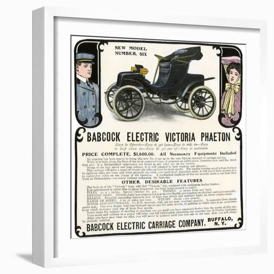 Early Electric Car Advertisement for the Babcock Electric Victoria Phaeton, c.1907-null-Framed Giclee Print