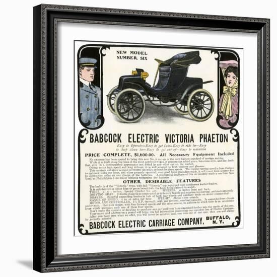 Early Electric Car Advertisement for the Babcock Electric Victoria Phaeton, c.1907-null-Framed Giclee Print