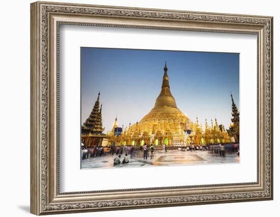 Early Evening at Shwedagon Pagoda, Yangon (Rangoon), Myanmar (Burma), Asia-Jordan Banks-Framed Photographic Print