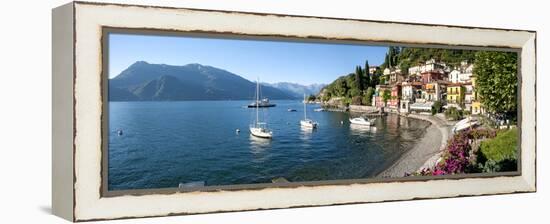Early Evening View of Waterfront at Varenna, Lake Como, Lombardy, Italy-null-Framed Stretched Canvas