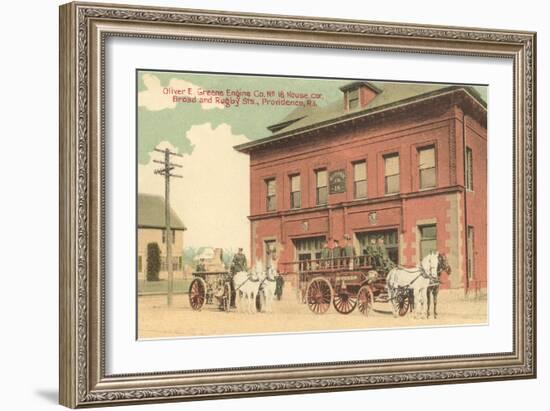 Early Fire Equipment, Providence, Rhode Island-null-Framed Art Print