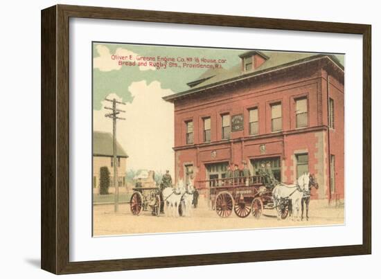 Early Fire Equipment, Providence, Rhode Island-null-Framed Art Print