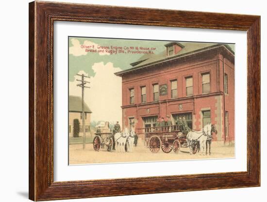 Early Fire Equipment, Providence, Rhode Island-null-Framed Art Print