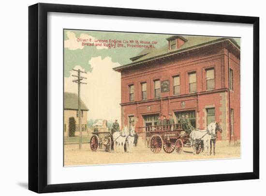 Early Fire Equipment, Providence, Rhode Island-null-Framed Art Print