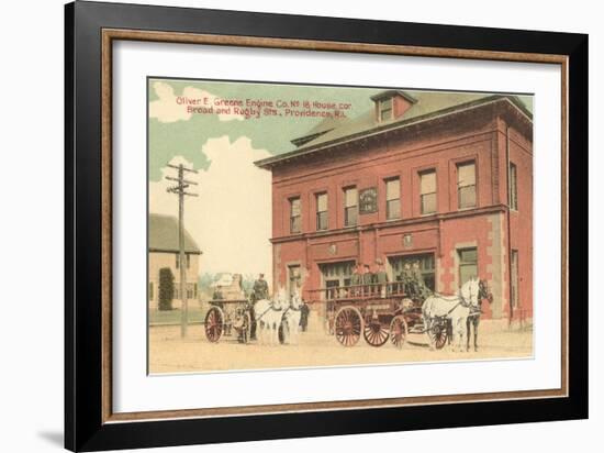 Early Fire Equipment, Providence, Rhode Island-null-Framed Art Print