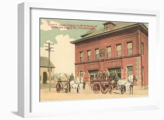 Early Fire Equipment, Providence, Rhode Island-null-Framed Art Print