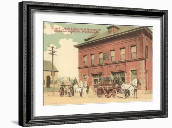 Early Fire Equipment, Providence, Rhode Island-null-Framed Art Print