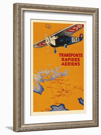 Early French Air Routes, Monoplane-null-Framed Art Print