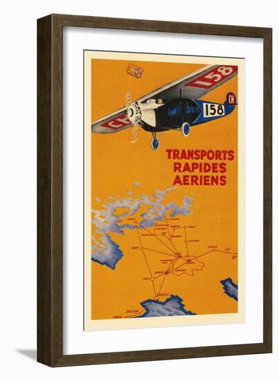 Early French Air Routes, Monoplane-null-Framed Art Print