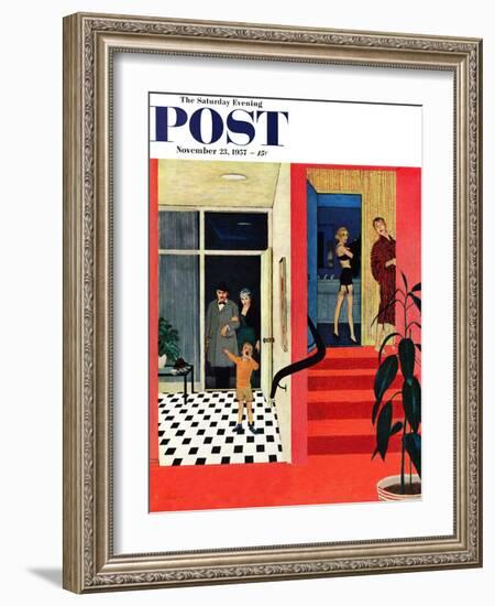 "Early Guests" Saturday Evening Post Cover, November 23, 1957-George Hughes-Framed Giclee Print