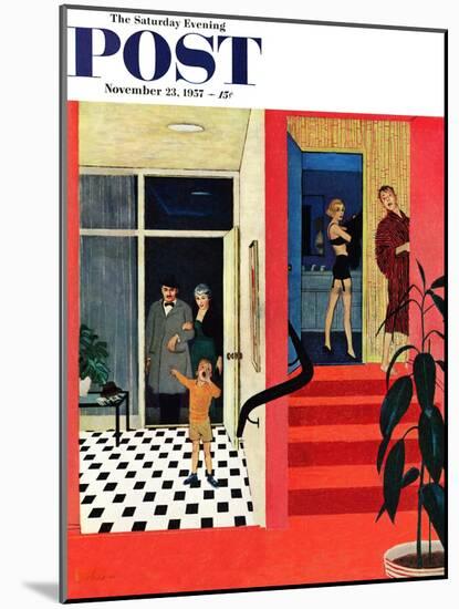 "Early Guests" Saturday Evening Post Cover, November 23, 1957-George Hughes-Mounted Giclee Print