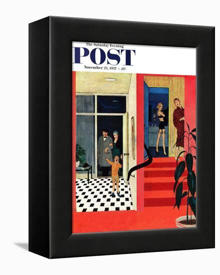 "Early Guests" Saturday Evening Post Cover, November 23, 1957-George Hughes-Framed Premier Image Canvas