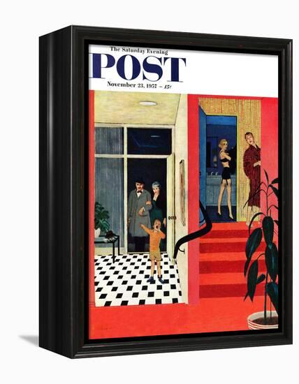 "Early Guests" Saturday Evening Post Cover, November 23, 1957-George Hughes-Framed Premier Image Canvas