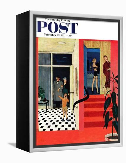 "Early Guests" Saturday Evening Post Cover, November 23, 1957-George Hughes-Framed Premier Image Canvas