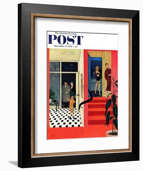 "Early Guests" Saturday Evening Post Cover, November 23, 1957-George Hughes-Framed Giclee Print