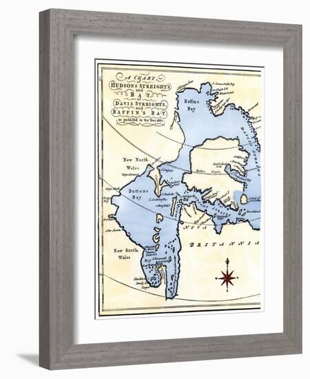 Early Map of Hudson's Strait and Hudson's Bay, 1662, in Arctic Canada-null-Framed Giclee Print