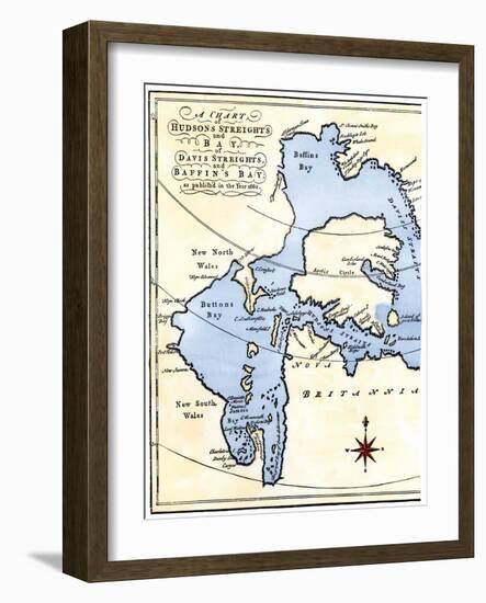 Early Map of Hudson's Strait and Hudson's Bay, 1662, in Arctic Canada-null-Framed Giclee Print