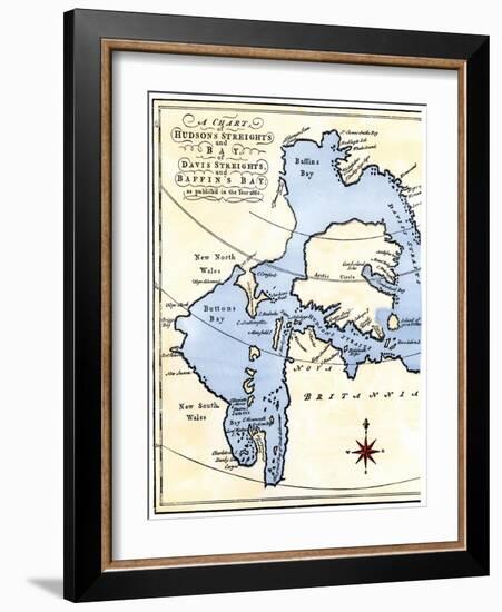 Early Map of Hudson's Strait and Hudson's Bay, 1662, in Arctic Canada-null-Framed Giclee Print