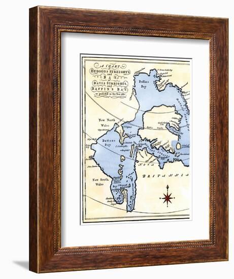 Early Map of Hudson's Strait and Hudson's Bay, 1662, in Arctic Canada-null-Framed Premium Giclee Print