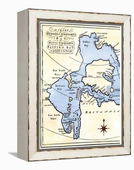 Early Map of Hudson's Strait and Hudson's Bay, 1662, in Arctic Canada-null-Framed Premier Image Canvas