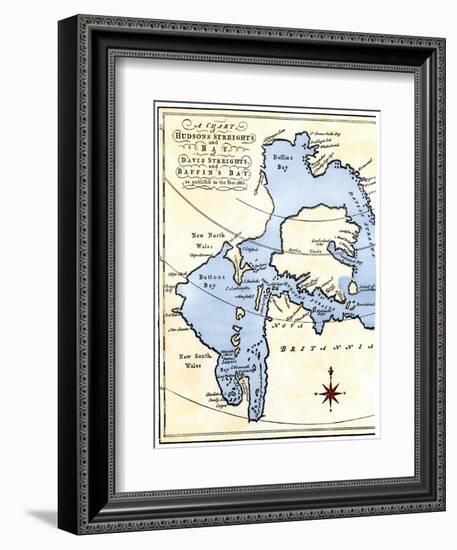Early Map of Hudson's Strait and Hudson's Bay, 1662, in Arctic Canada-null-Framed Giclee Print