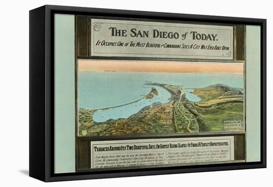 Early Map of San Diego, California-null-Framed Stretched Canvas