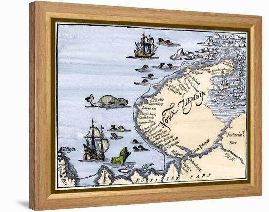 Early Map Showing Nova Zembla Off the Arctic Coast of Russia, Probably 1600-null-Framed Premier Image Canvas