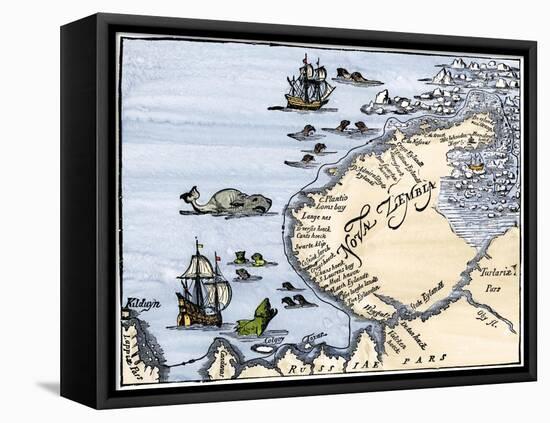 Early Map Showing Nova Zembla Off the Arctic Coast of Russia, Probably 1600-null-Framed Premier Image Canvas