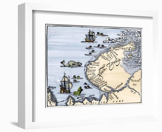 Early Map Showing Nova Zembla Off the Arctic Coast of Russia, Probably 1600-null-Framed Giclee Print