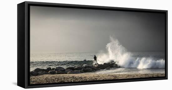 Early Morning Fisherman on Will Rogers Beach-Mark Chivers-Framed Premier Image Canvas