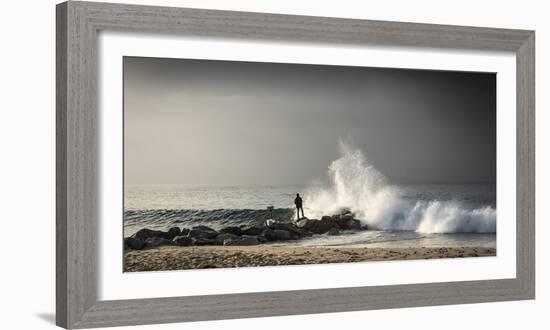 Early Morning Fisherman on Will Rogers Beach-Mark Chivers-Framed Photographic Print