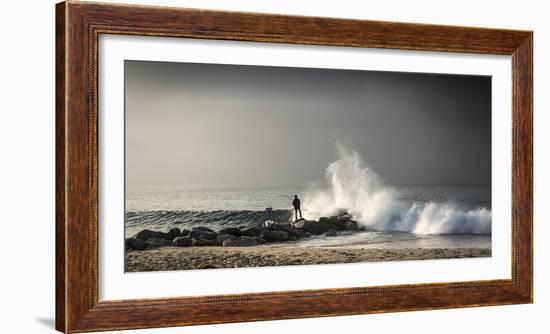 Early Morning Fisherman on Will Rogers Beach-Mark Chivers-Framed Photographic Print