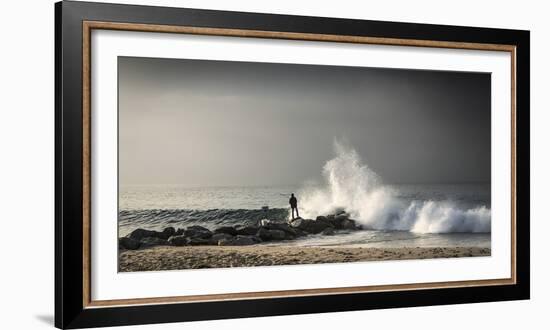 Early Morning Fisherman on Will Rogers Beach-Mark Chivers-Framed Photographic Print