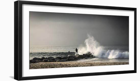 Early Morning Fisherman on Will Rogers Beach-Mark Chivers-Framed Photographic Print