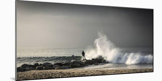 Early Morning Fisherman on Will Rogers Beach-Mark Chivers-Mounted Photographic Print