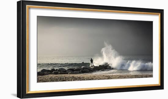 Early Morning Fisherman on Will Rogers Beach-Mark Chivers-Framed Photographic Print