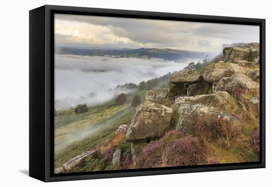 Early Morning Fog, Partial Temperature Inversion, Curbar Edge-Eleanor Scriven-Framed Premier Image Canvas