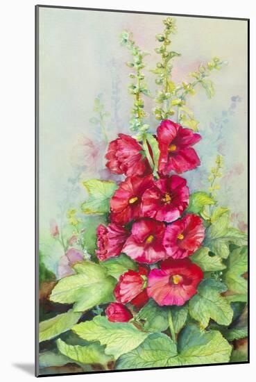 Early Morning Hollyhock-Joanne Porter-Mounted Giclee Print